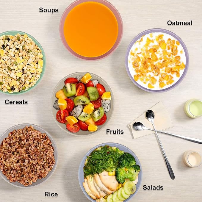 Wrova Wheat Straw Bowls Set 60 OZ Unbreakable Large Cereal Bowls Set of 6 Microwave and Dishwasher Safe Bowls Big Bowls for Dorm and Apartment BPA Free Soup Bowl for Serving Oatmeal and Salad Etc…