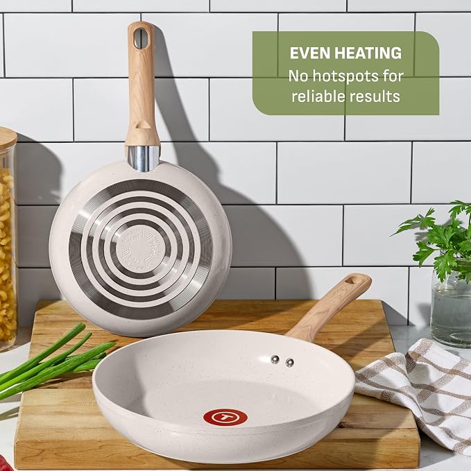 T-fal Revive Ceramic Nonstick Saute Pan with Lid, 6 Qt Forged Skillet | Recycled aluminum body, GoCeram ceramic nonstick, Thermo-Spot heat indicator, Oven safe to 350°F, Gas and electric compatible