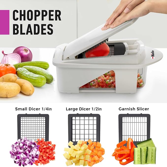 Mueller Pro-Series 12 Blade Vegetable Chopper, Mandoline Slicer and Spiralizer, White/grey