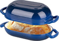 VORRINGARD Enameled Cast Iron Sourdough Bread Oven, Dutch Oven, Loaf Cast Iron Bread Pan for Homemade Bread Baking, Meatloaf Pan with Lid, 5QT, Blue