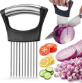 JAYVAR Onion Holder for Slicing, 304 Stainless Steel | 10 Long Needles, Vegetable Chopper, Food Slicing Guide, Multi-Purpose Cutter for Tomato Potato