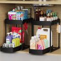 2 Packs Under Sink Pull-Out Storage Organizers, 12.8 Inches, Black | Multi-Purpose Cabinet Organizers and Storage for Bathroom & Kitchen