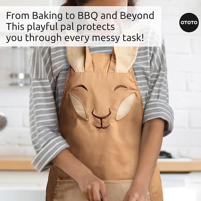 OTOTO Aproo Cooking Apron – Cute Kitchen Apron with Pockets, Funny and Giftable Kitchen Accessories, Kangaroo Design - Kitchen GIfts, Funny Gifts, White Elephant Gifts (Brown Aproo Only)