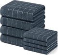 Homaxy Kitchen Towels and Dishcloths Set, Set of 10, Dark Grey | Bulk Cotton Terry Kitchen Towels, Checkered Designed, Soft and Super Absorbent Dish Towels, 12 x 12 and 13 x 28 Inches