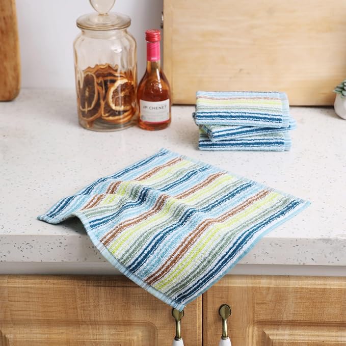 Kitchen Dishcloths for Washing Dishes, Ultra Absorbent Dish Rags, Cotton Cleaning Cloths Pack of 8, 12x12 Inches (mix-1, 12x12 inch) | Good absorption, for cleaning drying wiping, dish cloths ,quick dry, 100% cotton,12x12 inches, pack 8, small dish towels