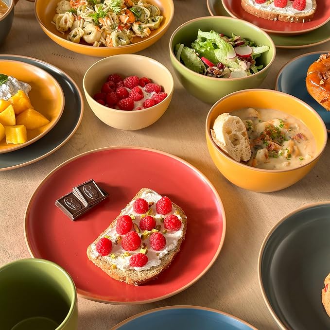 Mora Ceramic Artisan Matte Small Dessert Bowls - 16oz, Set of 6 - Microwave, Oven and Dishwasher Safe, For Rice, Ice Cream, Soup, Snacks, Cereal, Chili, Side Dishes etc - Microwavable Kitchen Bowl