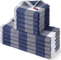 Homaxy Kitchen Towels and Dishcloths Set, Set of 10, White & Navy Blue | Bulk Cotton Waffle Weave Check Plaid Kitchen Towels, Super Soft and Absorbent Dish Cloths, 12 x 12 and 13 x 28 Inches