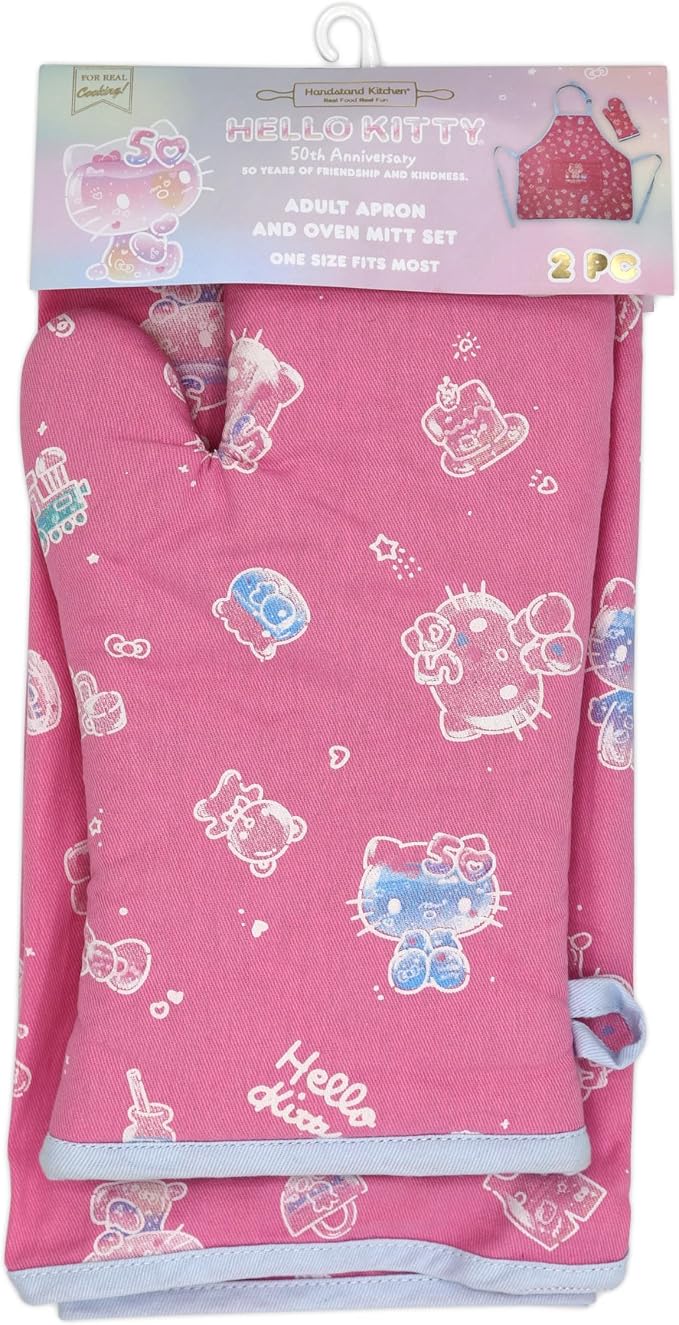 Hello Kitty Print 28" Adult Apron and Pot Holder Set