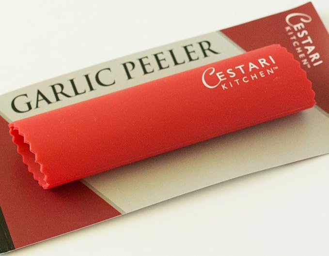 Set of 2 Red Garlic Peeler Silicone Tube Rollers - Easy Roll Garlic Skin Remover - Sturdy Thick Odor Free - Peels Multiple Cloves of Garlic in Seconds - Cestari Kitchen Garlic Peelers are BPA Free