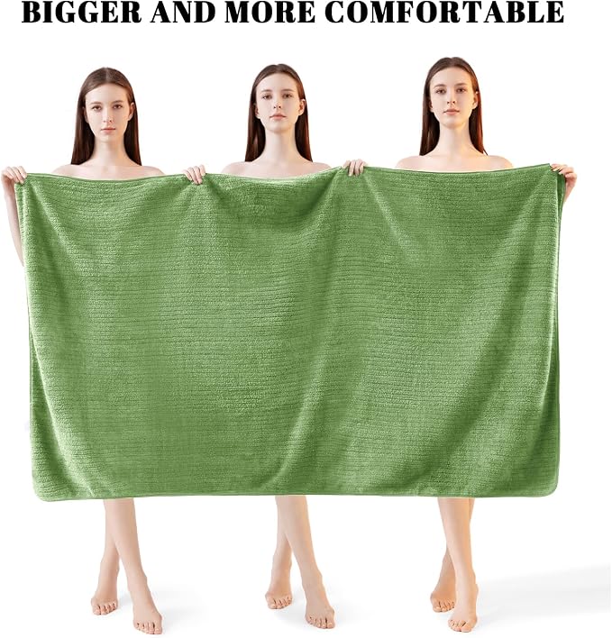 4 Pack Bath Towels Set 35 x 70in Extra Large, Ultra Soft Microfiber | Luxury Thick High Absorbent and Quick Dry Bath Sheet for Bathroom, Beach, Yoga, Sport,SPA, Fitness, Sage Green
