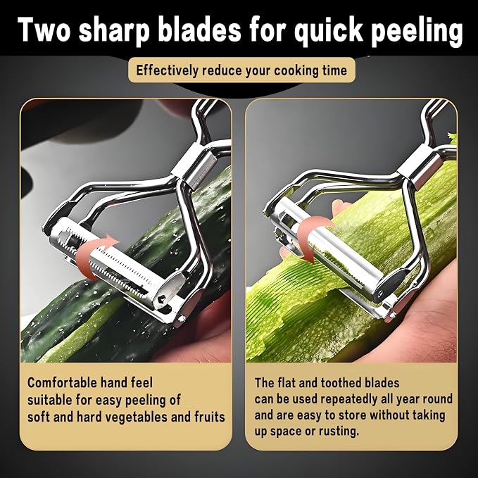 Fruit and Vegetable Peelers for Kitchen | Just Like Mom's Old Steel peeler,Double Blade,Serrated,Straight