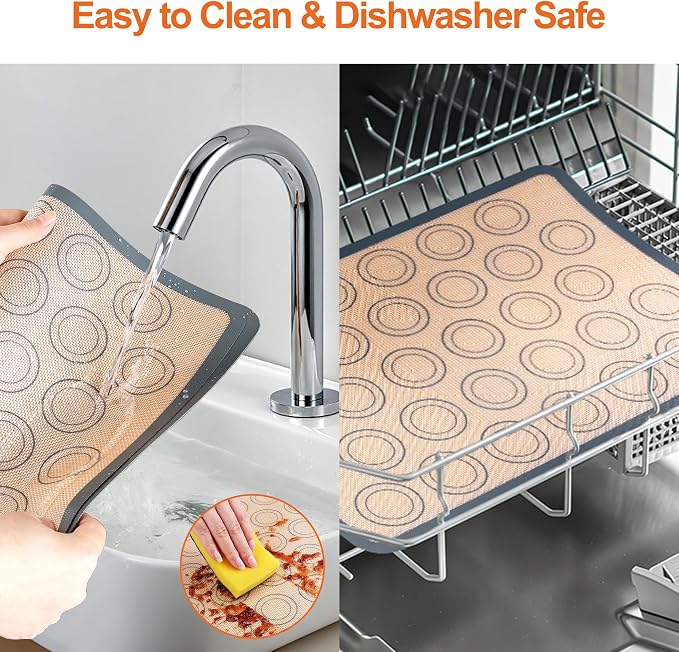 HOOMIL Macaron Silicone Baking Mats, 15 x 10 Inch, 2 Pack, Nonstick | Jelly Roll Size, Food-Safe, BPA Free, Dishwasher Safe, Dual-Circle Guidelines Baking Sheets, Fits Jelly Roll Pan