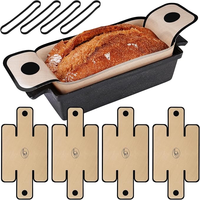 NiHome Silicone Bread Sling, Nonstick Reusable Loaf Pan Liner, Black Edges | Eco-Friendly Fits 9x5, 9.5x5, 10x5 Inch Bakeware, Dishwasher Safe, Clever Folded Corners Prevent Batter Leakage