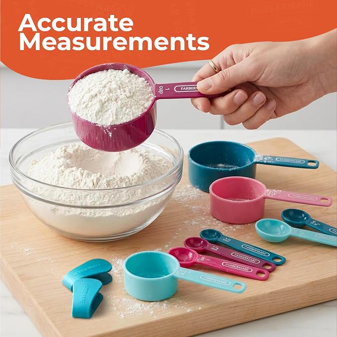 Farberware – Measuring Cup & Spoon Set (9-Piece) – Blue & Pink, Set of 9