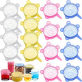 Patelai 16 Pack Silicone Jar Covers Same Size Silicone Jar Cap Stretch Lids Thicker Reusable Container Cover, Expandable Food Storage Covers Dishwasher and Freezer Safe 2.6-3.3 Inch(Multicolor)