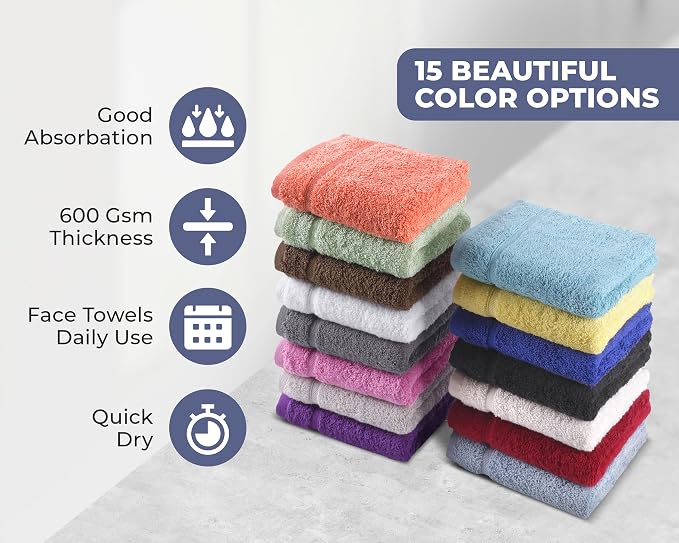 Hammam Linen Washcloth Set Premium Original Turkish Cotton, Hotel Quality for Maximum Softness & Absorbency for Face, Hand, Kitchen & Cleaning (Green, Washcloth Set, 13 in X 13 in)