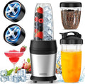 Colarlemo 1200W Smoothie Blender, Personal Kitchen Blender, Ice Crushing | 25000 RPM, Dishwasher Safe, 12Pcs, 6-Leaf Blade×2, 3 Cup Sizes, Smoothie Maker Grinder Frozen Drinks Nuts, Silver