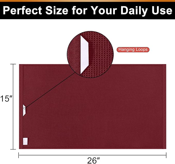 Homaxy 100% Cotton Waffle Weave Kitchen Towels, 4 Pack, Burgundy | Soft and Absorbent Dish Towels, 16 x 26 Inches Quick Dry Hand Towels