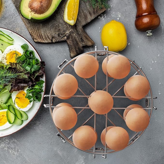 Egg Steamer Rack for Instant Pot - 2-Pack Stainless Steel Trivet | Stackable Racks to Hold 18 Eggs, For Pressure Cookers, Hard-Boiled & Deviled Eggs, Steaming, Meal Prep & Kitchen Use