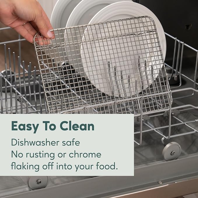 100% Stainless Steel Cooling and Baking Rack - 8.5 x 12-inch | Oven-Safe, Dishwasher-Safe, Heavy Duty, Tight Wire Bake for Oven Cooking, Quarter Sheet Pan, Roasting Rack