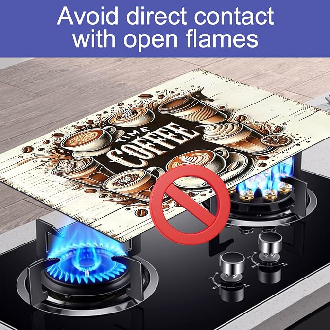 HOMETITUTE Coffee Time Stove Top Cover 28x20 Vintage Café Diatomite Mat