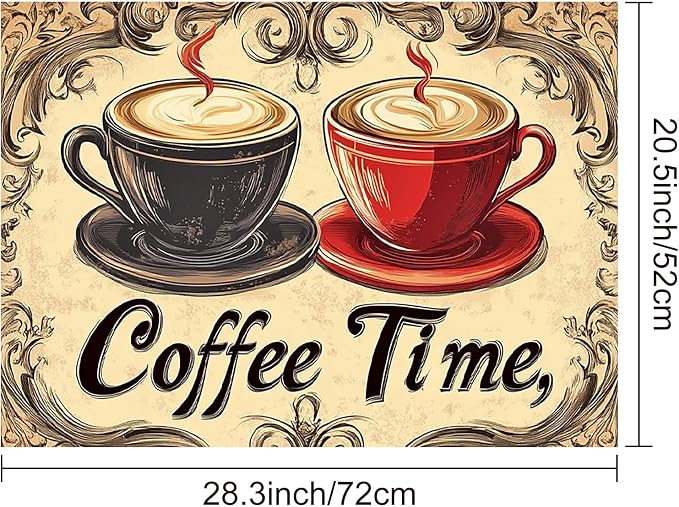 HOMETITUTE Dual Cup Stove Top Cover 28x20 Vintage Coffee Diatomite Mat