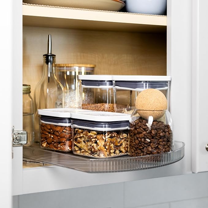NOSTA Home Rotating Lazy Susan for Refrigerator - Square Lazy Susan - Rectangular Fridge Lazy Susan Organizer - 360° Rotating Storage - Medium Size (15x11)