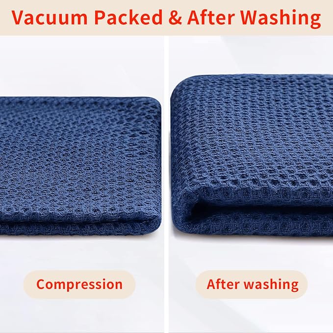 Homaxy 100% Cotton Oversized Waffle Weave Kitchen Towels, 7-Pack, Navy Blue | 20 x 28 Inches, Ultra Soft Absorbent Dish Towels, Quick Drying Large Cleaning Towels