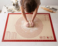 Silicone Pastry Mat with Measurements, 28 x 20 Inch Extra Thick Non-Slip Nonstick XL Baking Mat for Dough Rolling, Kneading, Fondant and Pie, Red