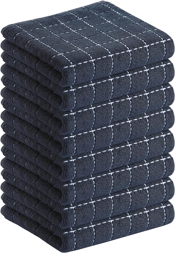 Homaxy 100% Cotton Terry Kitchen Towels, 8 Pack, Dark Grey | Ultra Soft and Absorbent Dish Towels for Kitchen, Suitable for Drying and Washing Dishes