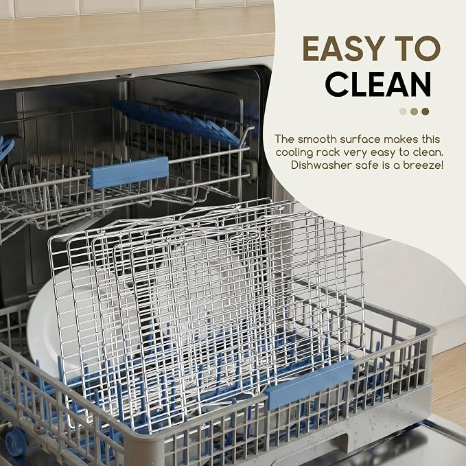 Herogo 5-Tier 15" x 10" Cooling Rack, Stainless Steel Baking Rack for Cookies, Cupcakes, and Pastries, Collapsible Space-Saving Design, Dishwasher Safe, Ideal for Baking, Roasting, and Drying