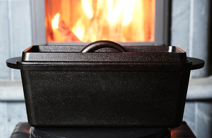 Crucible Cookware Cast Iron Bread Pan with Lid (Pre-Seasoned) – Oven Safe Form for Baking and Cooking - Loaf Pan