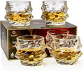 GLASKEY 12 oz Storm Japanese Whiskey Glasses Set of 4, Unique Cognac Glasses, Heavy Thick Bottom Bar Glass for Scotch Bourbon Rum Gin Water Cocktail,Gifts Men Gifts Ideas