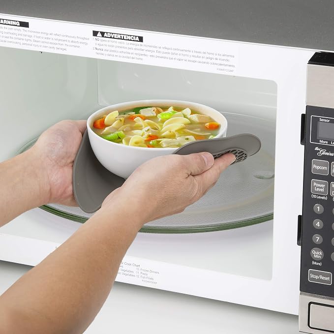 Compact Microwave Multi-Mat, 9.5 Inches, Gray – Microwave Food Splatter Protector & Heat-Resistant Trivet