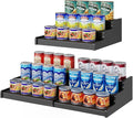 3-Tier Expandable Bamboo Can Organizer for Pantry, Holds 24 Cans, Black | Adjustable Can Storage Rack for Pantry, Can Holder for Kitchen Cabinets, Canned Food Soda Organizer, Black (Patent Pending)