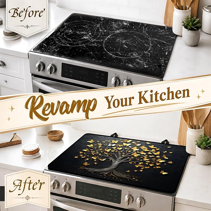 Stove Top Covers with A Non-slip Rubber Coating | protect Your Stove from Scratches, Extend Countertop Space, and Add A Classic Kitchen Touch