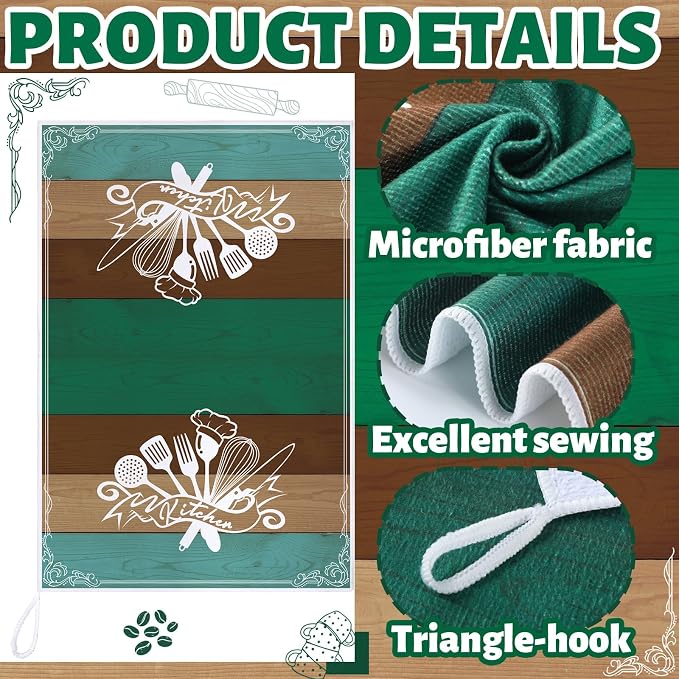 4 Pcs Retro Earthy Kitchen Towels Funny Hand Tea Dishcloths Gifts | Absorbent Dish Towels Decorative Funny Hand Tea Dishcloths with Hanging Loop for Home Housewarming Gift Decor Accessories