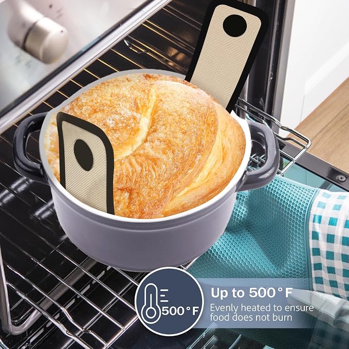 Koolstuffs Sourdough Silicone Bread Sling for Dutch Oven, 2 Pack | Long Handles for Dough Transfer, Nonstick Bread Release, Dishwasher Cleanup, Flexible Reusable Design, Oval and Round, Black
