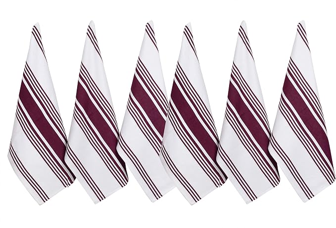 Urban Villa Kitchen Towels Cotton Dish Towels 20”x30” (Set of 6) Wine Wht