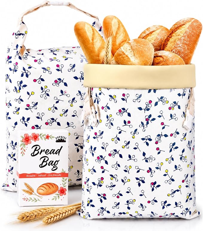 2 Pack Beeswax Bread Bags for Homemade Bread, Sourdough Storage XL 17"x13" | Reusable Bees Wax Bread Bag & Keeper, Natural Canvas with Premium Box for Home Baking, Freezer Storage & Outdoor Use