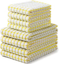 Homaxy Kitchen Towels and Dishcloths Set, Set of 8, Yellow | Cotton Terry Kitchen Dish Towels, Super Soft and Absorbent Dish Cloths, 16 x 25 and 12 x 12 Inches