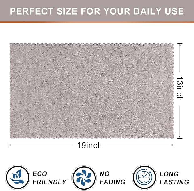 Homaxy 12 Pack Super Soft Absorbent Dish Towels, 10" x 20", Grey | Coral Velvet, Nonstick Oil Fast Drying Microfiber Cleaning Cloth, No Lint Dishcloths for washing and drying
