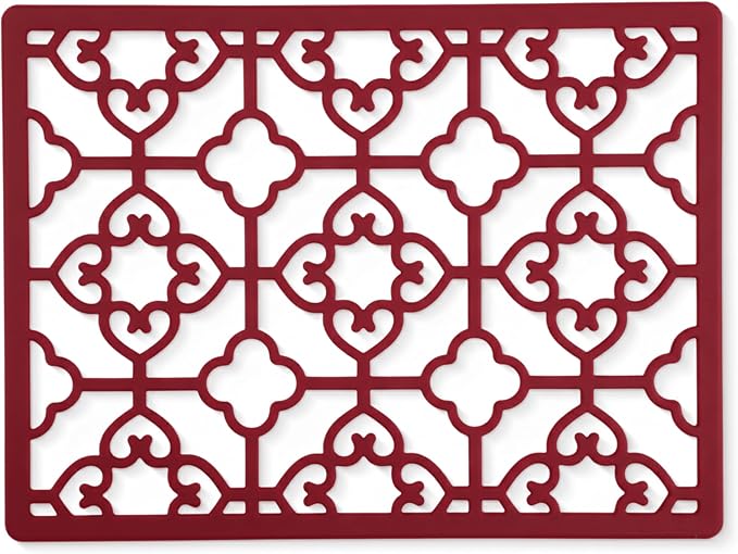 GASARÉ, Extra Large, Thick, Silicone Trivet for Hot Dishes, Pots, and Pans, Heat Resistant Mat for Countertop, Hot Pad for Kitchen, Easy to Clean, 16 x 12 x 3/8 Inches, (Red, Spaniard)
