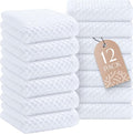 Super Absorbent Kitchen Towels 12 Pack - Premium 100% Cotton Kitchen Towels, 450GSM Thick Machine Washable White Dish Towels for Kitchen Drying, Cleaning, Dobby Weave, Unmatched Quality
