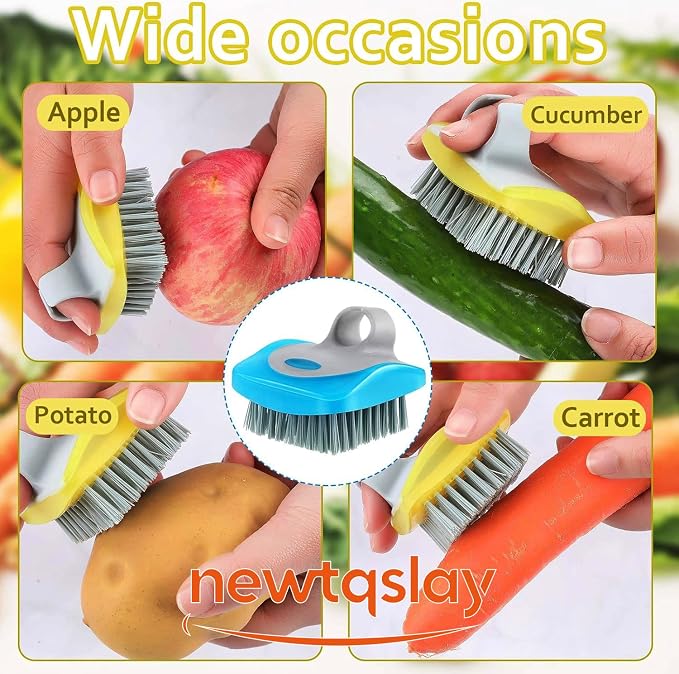 Vegetable Brush Potato Scrubber - 4 Pack Dual-Sided Fruit and Vegetable Wash Brush, Hard Nylon Bristles & Flexible Finger Grip for Effective Cleaning of Root Veggies