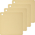 Silicone Trivets Mats Silicone Pot Mat for Countertop Trivet Pads Heat Resistant Table Placemats 4 Pack,Size:7.5x7.5 Inch, Shape: Square (Beige)