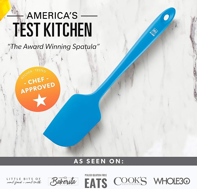 DI ORO Silicone Spatula Set - Rubber Kitchen Spatulas for Baking, Cooking, & Mixing - 600°F Heat-Resistant & BPA Free Silicone Scraper Spatulas for Nonstick Cookware - Dishwasher Safe (3pc, Blue)