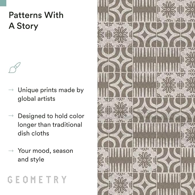 GEOMETRY Kitchen Dish Cloths - Spring & Summer Collection - Premium Dishcloths with Geoweave - Absorbent & Fast Drying Kitchen Towels - Sandy, 10" x 10" - 3-Pieces