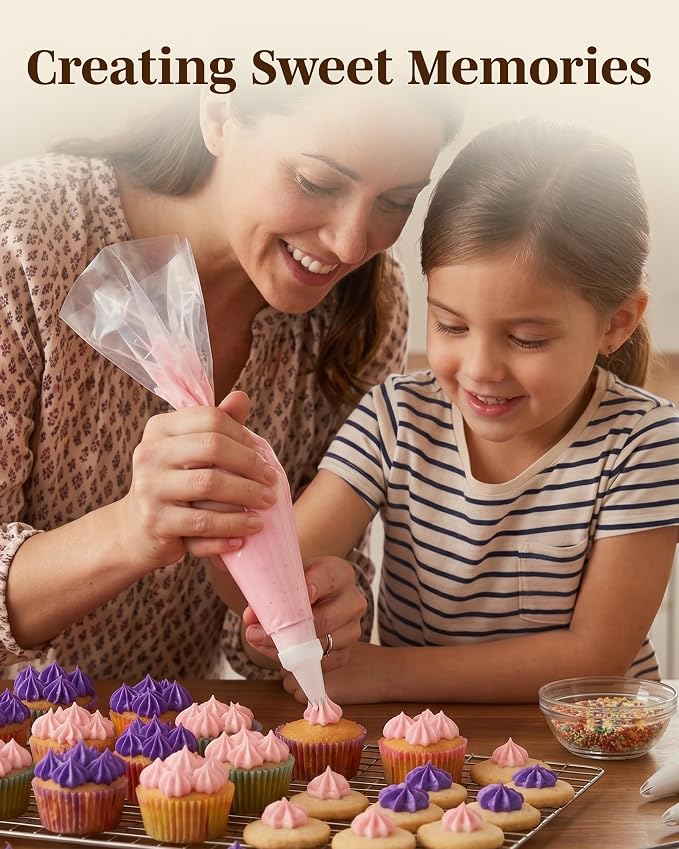 Reusable Plastic Piping Tips, Nozzles Standard Size Star Tip #20 (100pcs) | EZPiping Icing Nozzles with 2 couplers for Cake Decoration and Dessert Design, Baking Supplies Base Ø 0.75" Height 1.25"