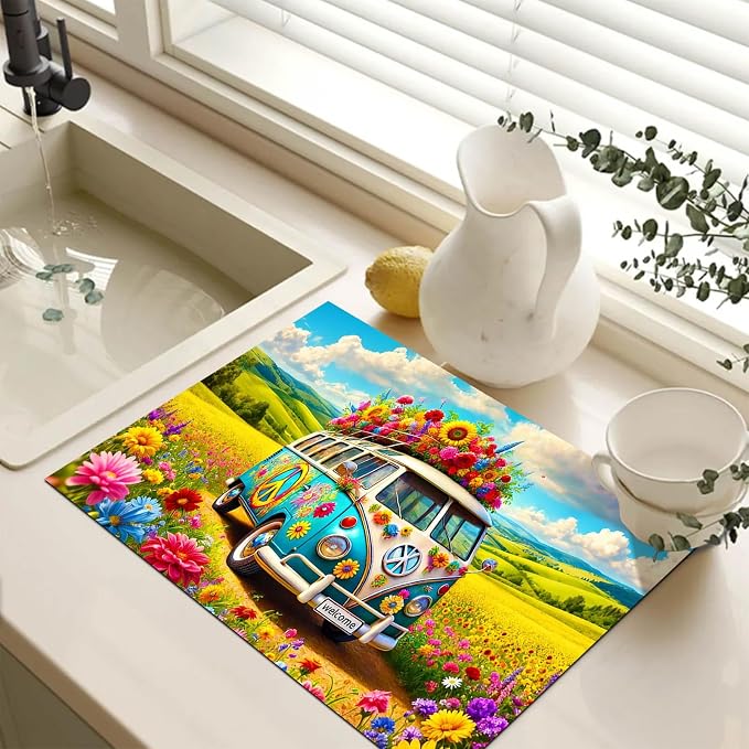 HOMETITUTE Spring Stove Top Cover 28x20 Flower Van Countryside Heat Resistant